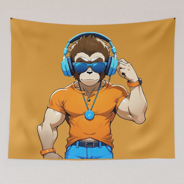 Item preview, Monkey wearing a headphone, Muscular monkey, Muscle designed and sold by Bilisik.