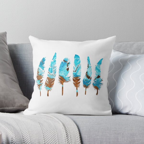 Birds of a Feather: Aqua & Teal Throw Pillow