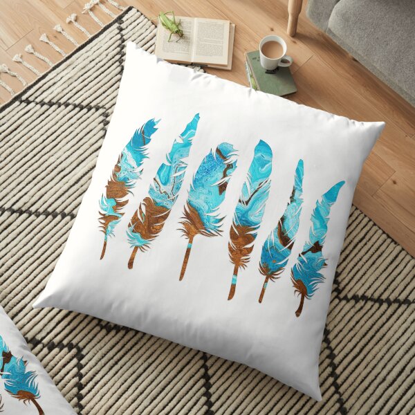 Birds of a Feather: Aqua & Teal Floor Pillow