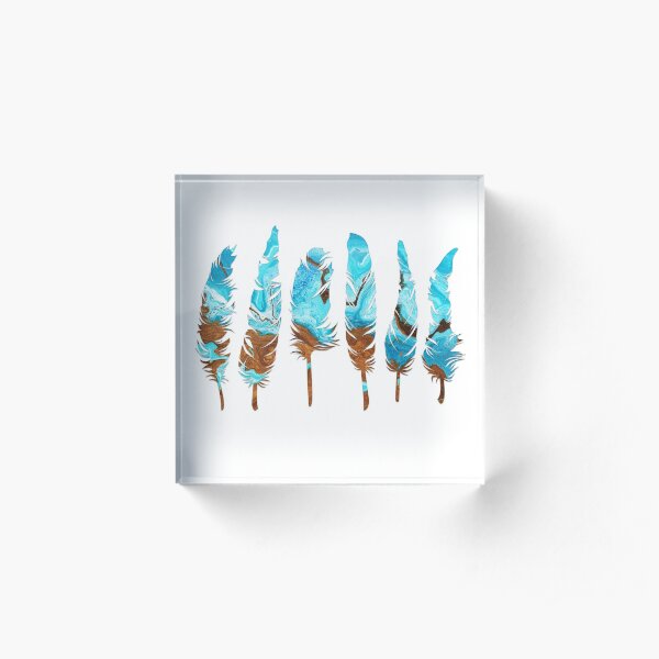 Birds of a Feather: Aqua & Teal Acrylic Block