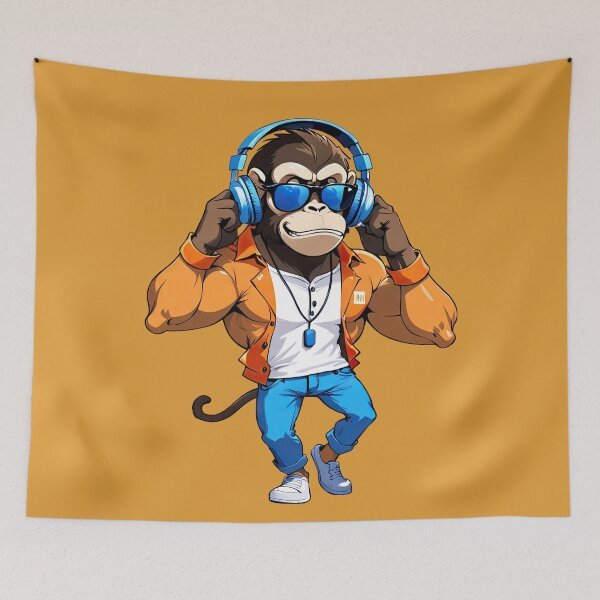 Item preview, Monkey wearing a headphone, Muscular monkey, Muscle designed and sold by Bilisik.