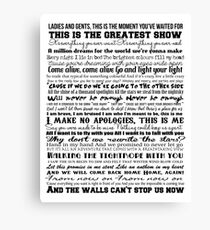The Greatest Showman Typography (black) Canvas Print