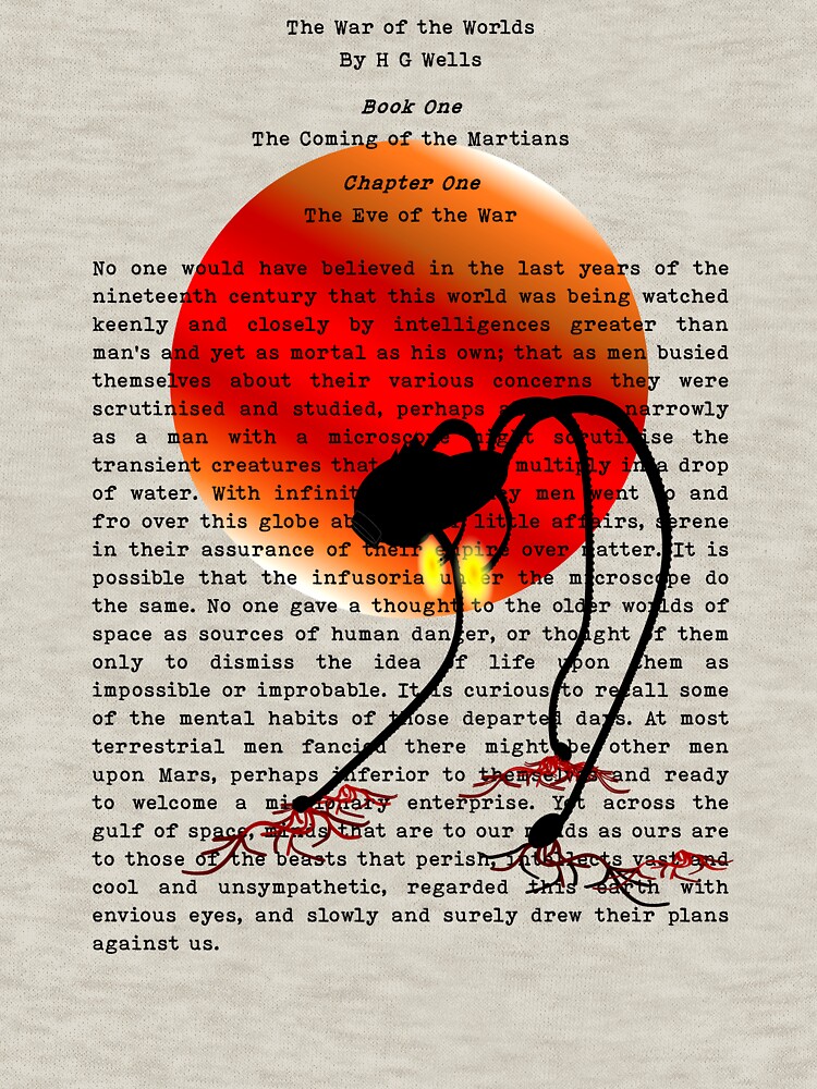 Thumbnail 7 of 7, Classic T-Shirt, The War of the Worlds by H G Wells Page One designed and sold by TheFiveFive.