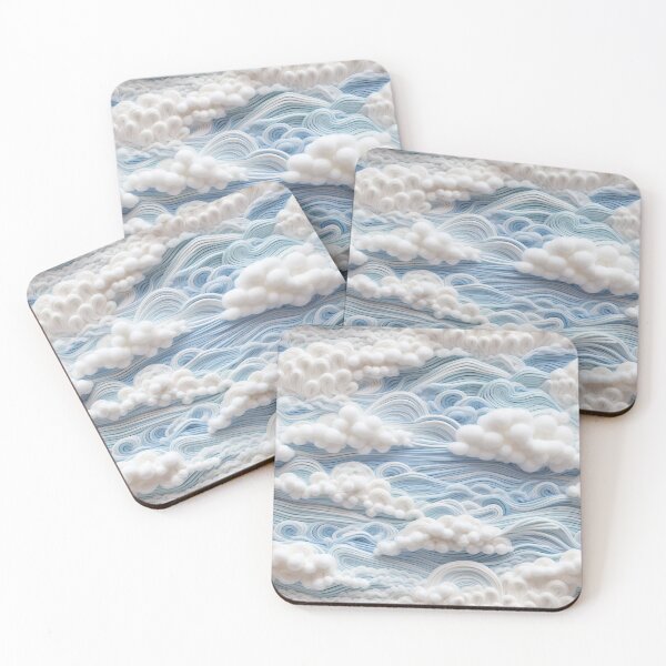 Item preview, 3D embroidery Soft Cotton Blue and White Fluffy Clouds designed and sold by wizardsncastles.
