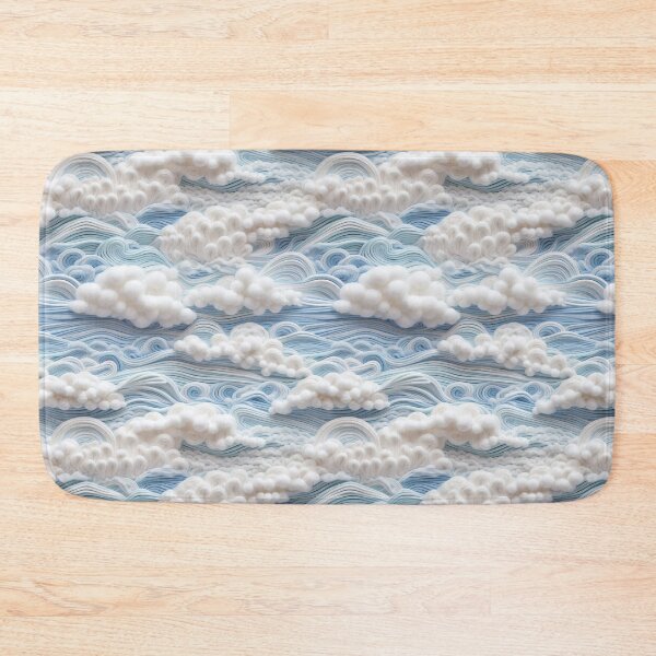 Item preview, 3D embroidery Soft Cotton Blue and White Fluffy Clouds designed and sold by wizardsncastles.