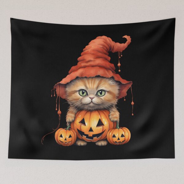 Item preview, Cute Red Halloween Kitty with pumpkin designed and sold by Lil-Satu.