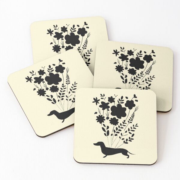 Item preview, Retro Dachshund Silhouettes Flowers designed and sold by Hic21.