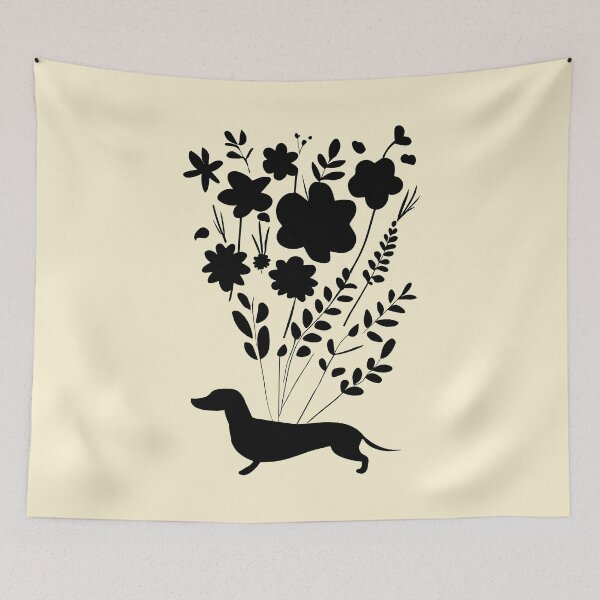Item preview, Retro Dachshund Silhouettes Flowers designed and sold by Hic21.