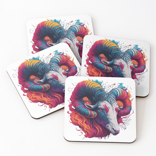 Item preview, "Vibrant Aries Head: A Stunning Vector Art Illustration Bursting with Splashy Colors" designed and sold by Best-Art-32.
