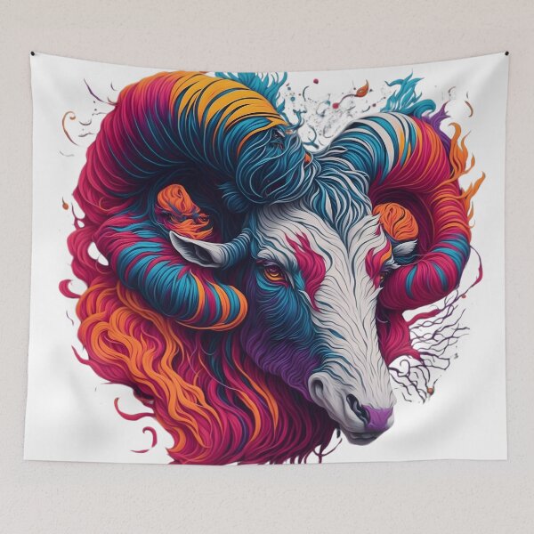 Item preview, "Vibrant Aries Head: A Stunning Vector Art Illustration Bursting with Splashy Colors" designed and sold by Best-Art-32.