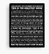 The Greatest Showman Typography (white) Canvas Print