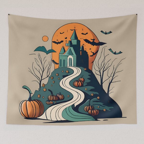 Item preview, halloween mountain castle designed and sold by Patricks-Art.