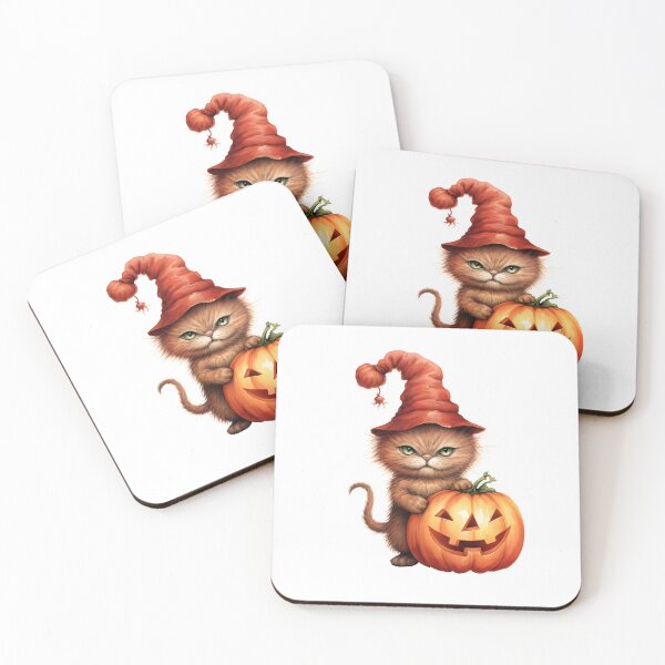 Item preview, Tricky cute Red Halloween Kitty with pumpkin designed and sold by Lil-Satu.