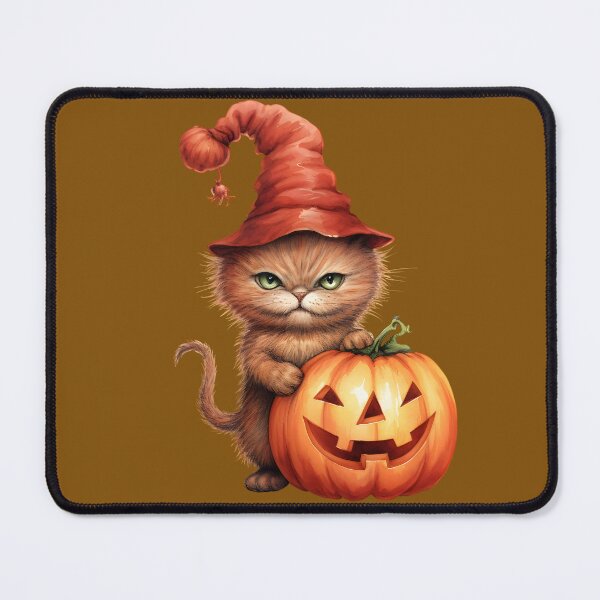 Item preview, Tricky cute Red Halloween Kitty with pumpkin designed and sold by Lil-Satu.
