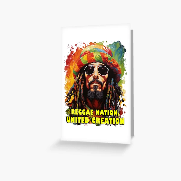 Rastafarian in colorful reggae style, rasta theme “REGGAE NATION, UNITED  CREATION” | Greeting Card