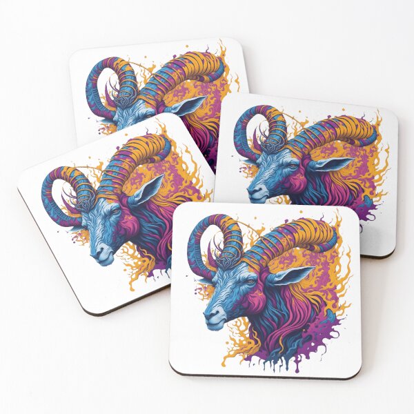 Item preview, "Vibrant Vector Art: A Goat's Head Splashed with Colors" designed and sold by Best-Art-32.