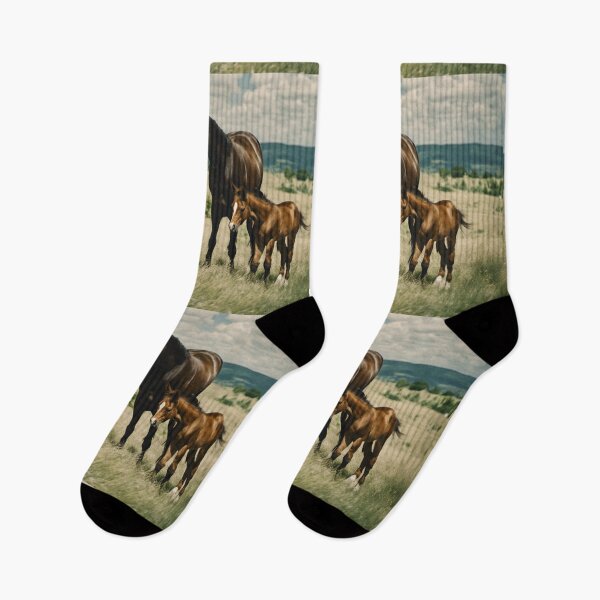 Item preview, Tender Bond: Mare and Foal Art Print designed and sold by Artforhorse.