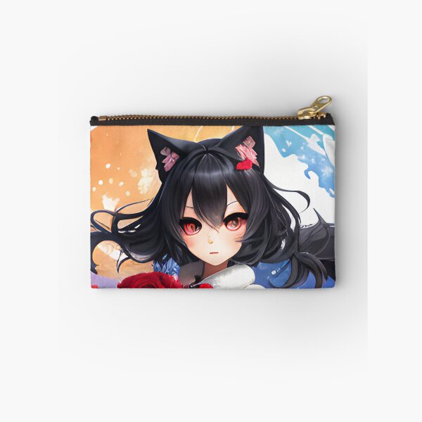 Item preview, Hermosa y linda chica lobo Kawaii con rosas y colores. designed and sold by saymensayz.
