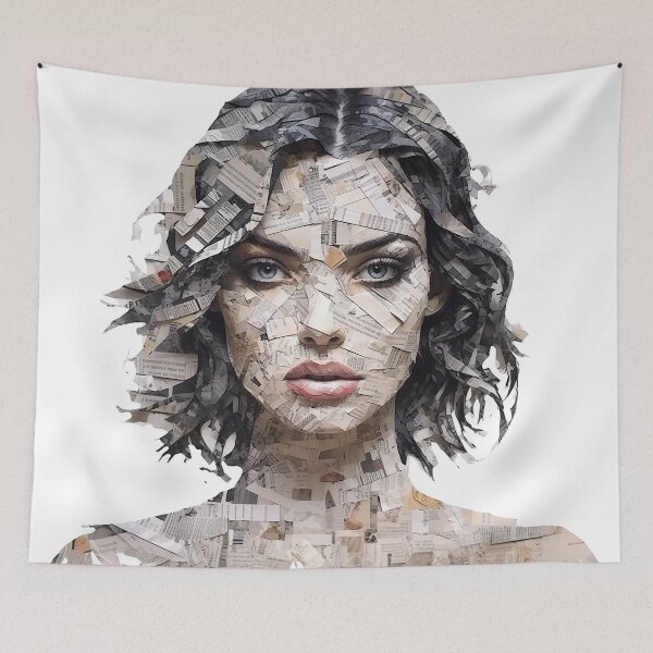 Item preview, Newsprint Femme collage T-shirt designed and sold by Quarkari.