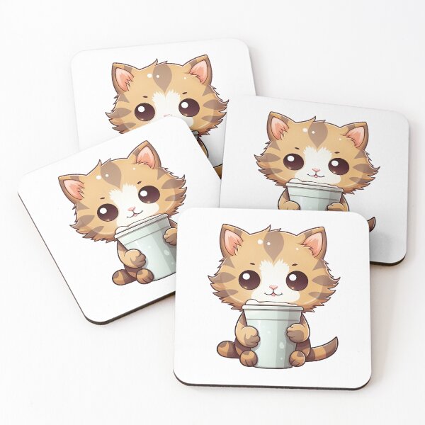 Item preview, Cute Cat Drinking Coffee Sticker designed and sold by RANDOMNESS.