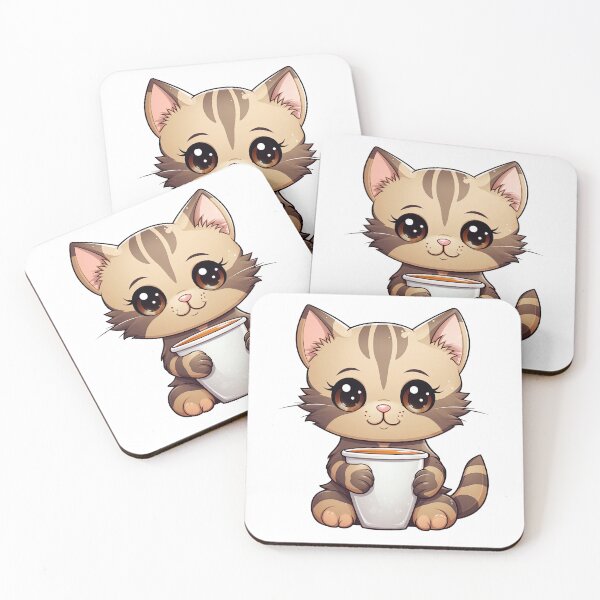 Item preview, Cute Cat Drinking Coffee Sticker designed and sold by RANDOMNESS.