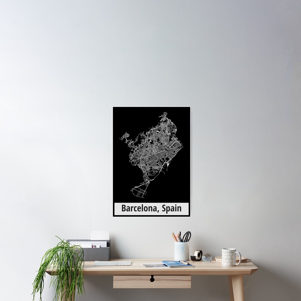Barcelona, Spain Street Network Map Graphic Poster