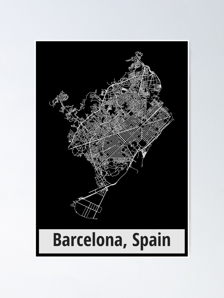 Alternate view of Barcelona, Spain Street Network Map Graphic Poster