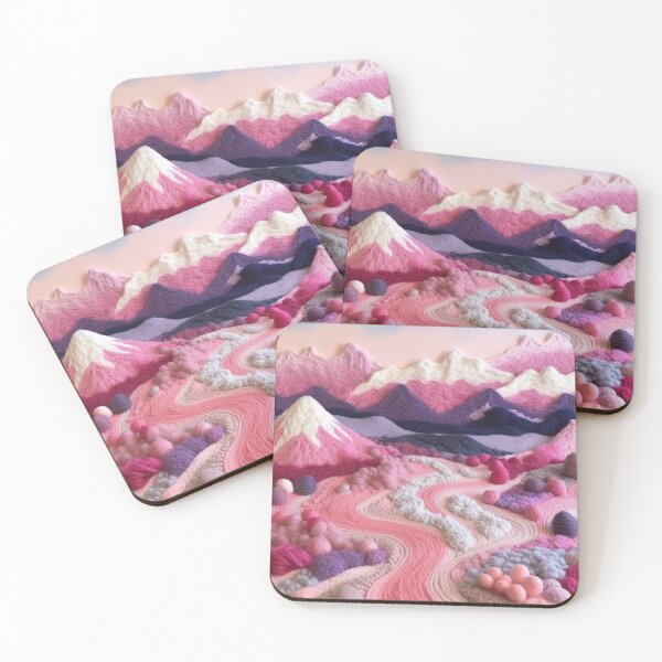 Item preview, Pink Colour Based Scenic Background of Hills and Mountains Crochet designed and sold by aweartome.