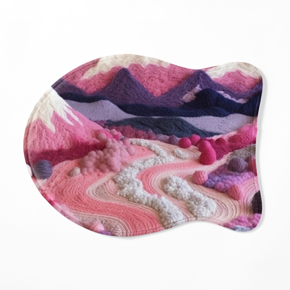 Pink Colour Based Scenic Background of Hills and Mountains Crochet | Poster