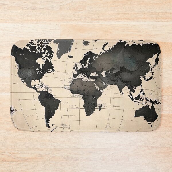 Item preview, Black and white map of the world designed and sold by AiArtworkz.