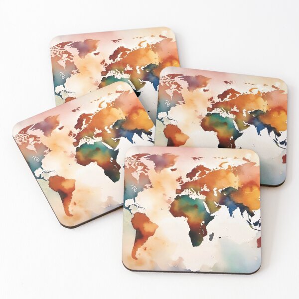 Item preview, Watercolour world map designed and sold by AiArtworkz.