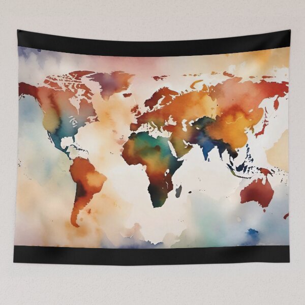 Item preview, Watercolour world map designed and sold by AiArtworkz.