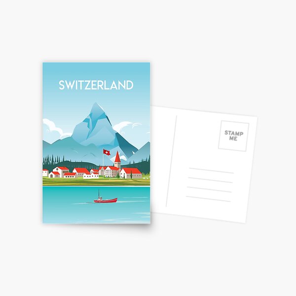 Item preview, switzerland landscape travel poster designed and sold by Arctic frame studio.