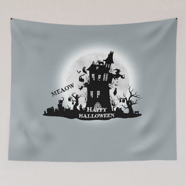 Item preview, Vintage Halloween - Black Cat Castle - Happy Halloween designed and sold by mamacub.