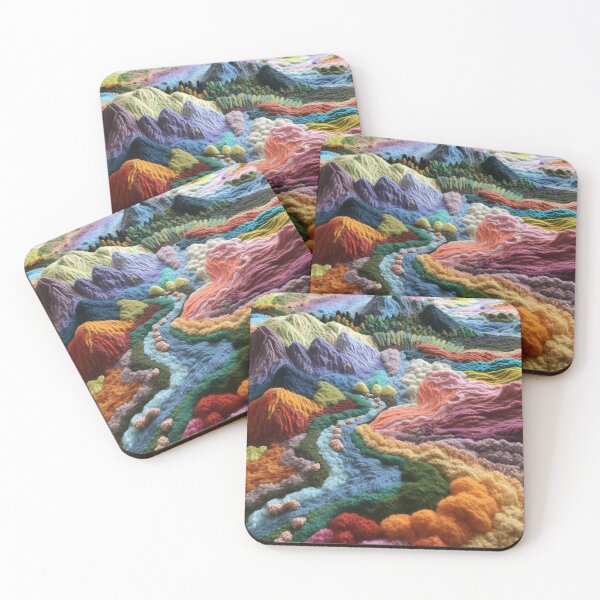 Item preview, Colorful Mountain Valley Landscape Crochet designed and sold by aweartome.