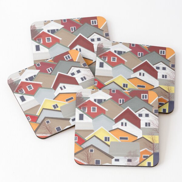 Item preview, Digital drawing of Roof tops in autumn orange colour palette designed and sold by Enrika.