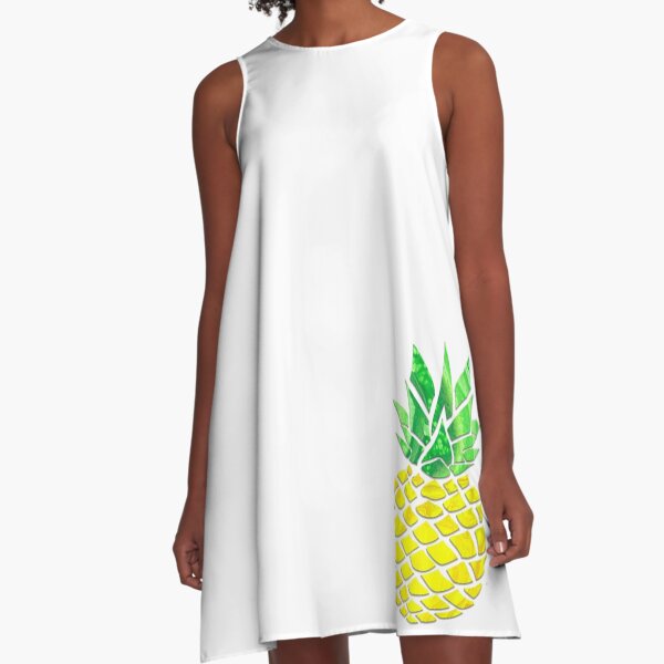 Pineapple Acrylic Pour A-Line Dress