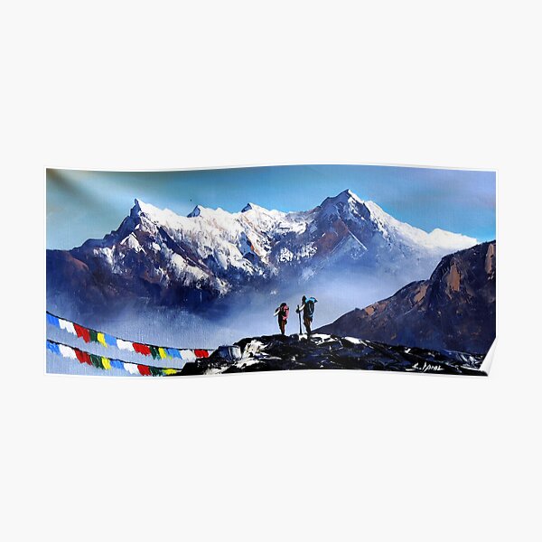 Panoramic View Of Ama Dablam Peak Everest Mountain Poster