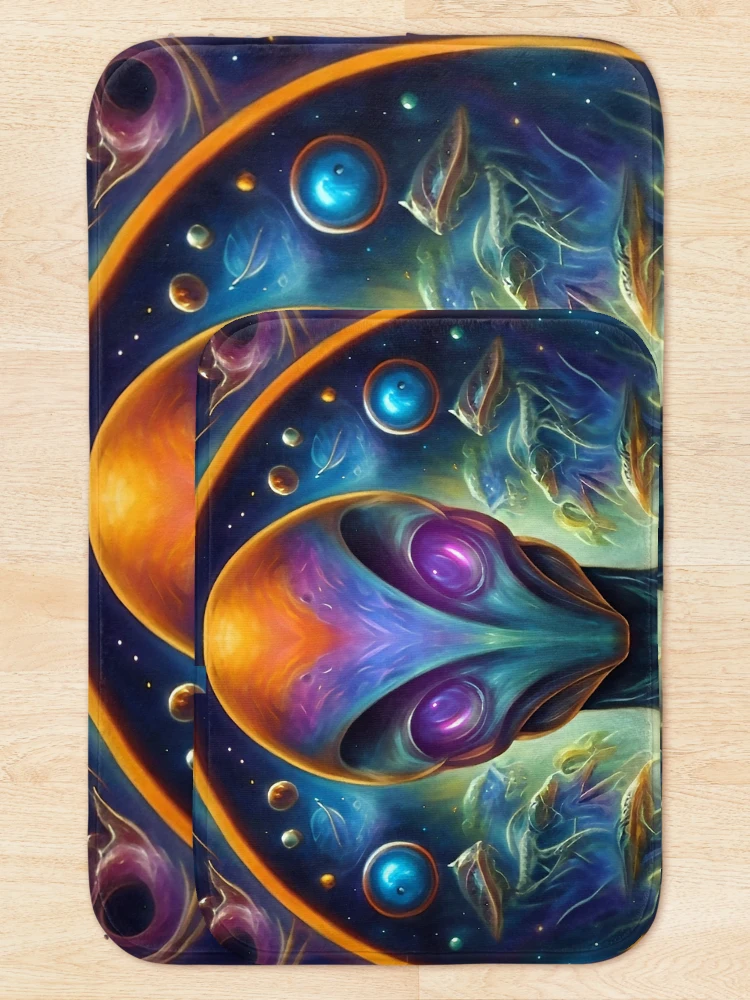 Thumbnail 5 of 6, Bath Mat, Multidimensional Alien designed and sold by RemonMichel.