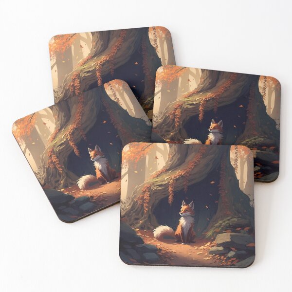 Item preview, Rustling Leaves, Calm Fox, an anime-inspired autumn portrait designed and sold by EmeraldeaArt.