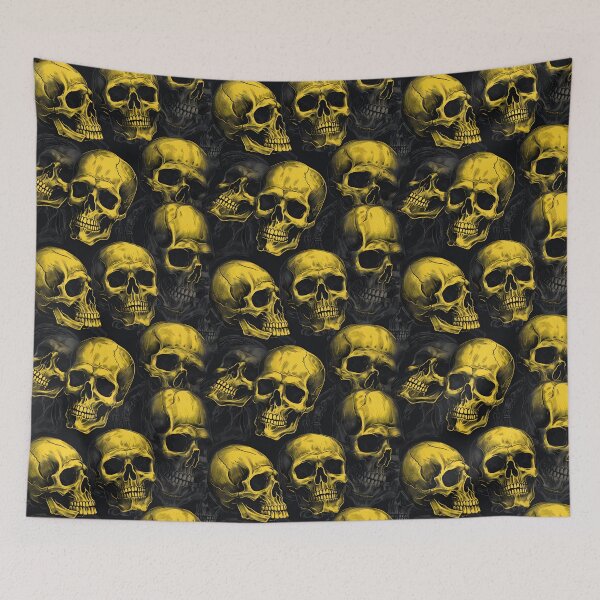 Item preview, Charcoal and Yellow Skulls Composite Overlay Pattern #1 designed and sold by ARTficiallyAnon.