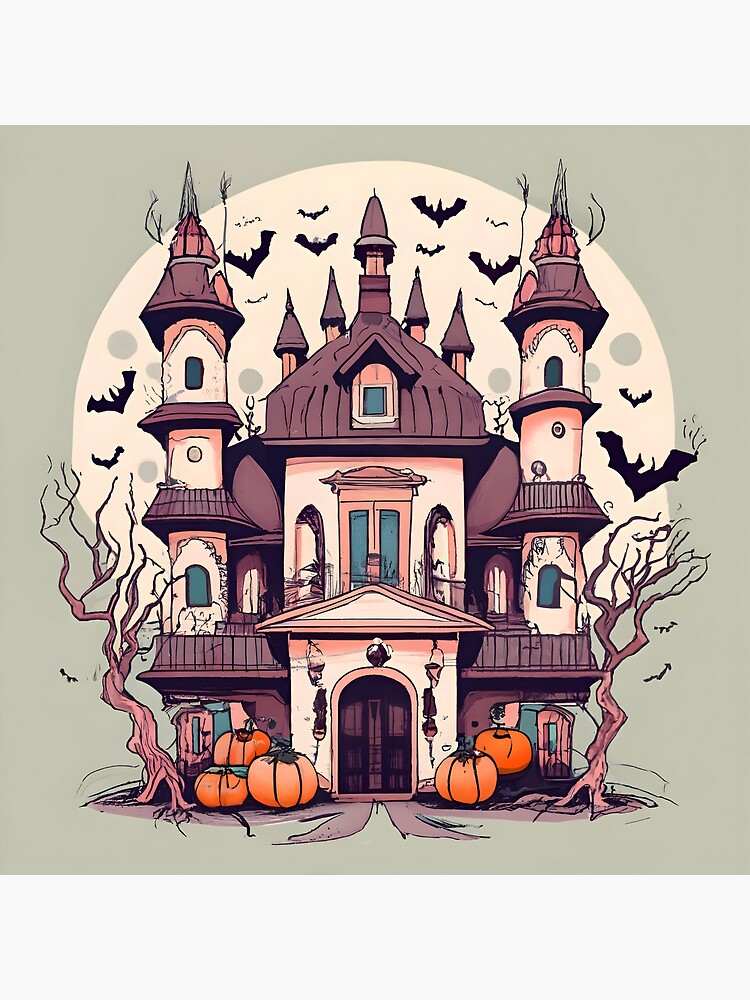 Thumbnail 5 of 5, Coasters (Set of 4), Halloween Spooky Castle Drawing designed and sold by Patricks-Art.