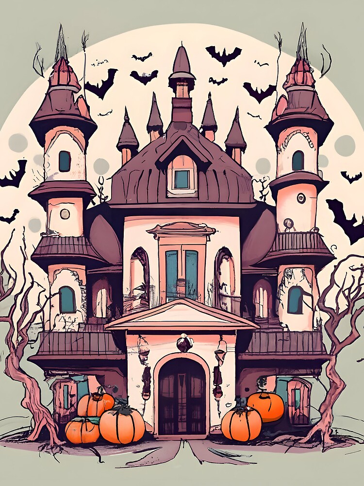 Thumbnail 3 of 3, Drawstring Bag, Halloween Spooky Castle Drawing designed and sold by Patricks-Art.