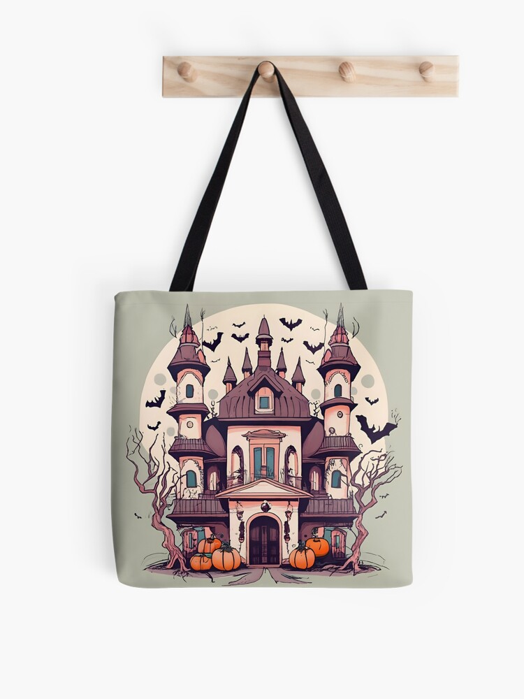 Thumbnail 1 of 2, Tote Bag, Halloween Spooky Castle Drawing designed and sold by Patricks-Art.