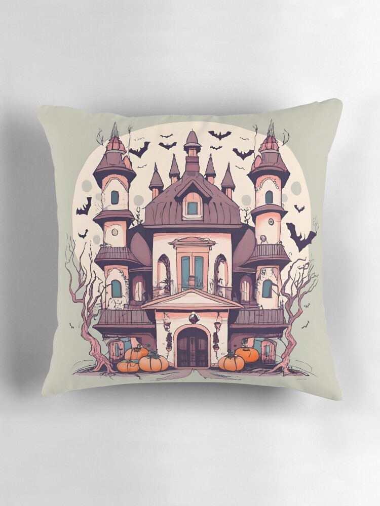 Thumbnail 3 of 4, Pillow, Halloween Spooky Castle Drawing designed and sold by Patricks-Art.
