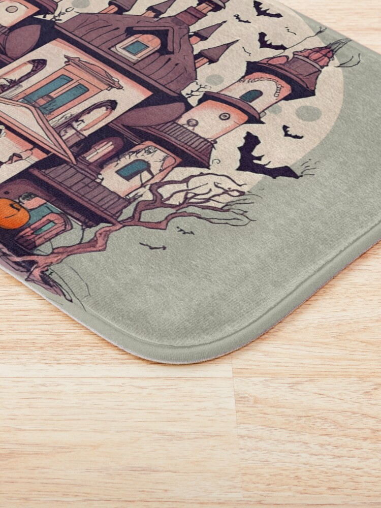 Thumbnail 3 of 6, Bath Mat, Halloween Spooky Castle Drawing designed and sold by Patricks-Art.