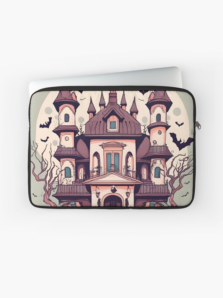 Thumbnail 1 of 2, Laptop Sleeve, Halloween Spooky Castle Drawing designed and sold by Patricks-Art.