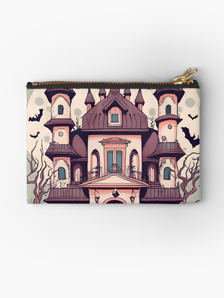 Thumbnail 1 of 4, Zipper Pouch, Halloween Spooky Castle Drawing designed and sold by Patricks-Art.