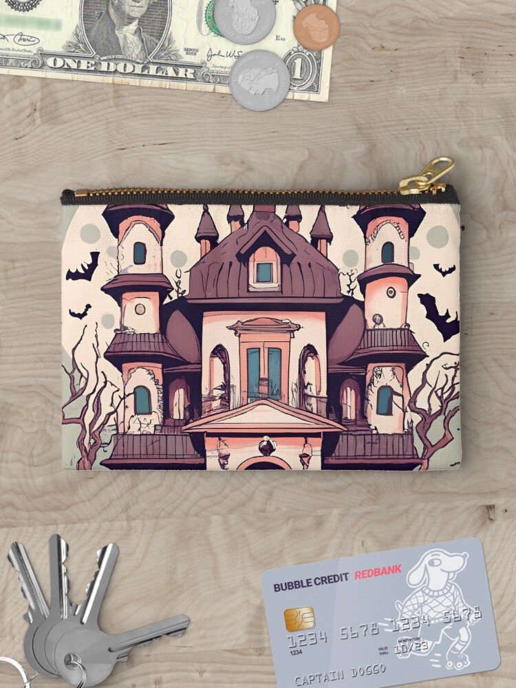 Thumbnail 3 of 4, Zipper Pouch, Halloween Spooky Castle Drawing designed and sold by Patricks-Art.