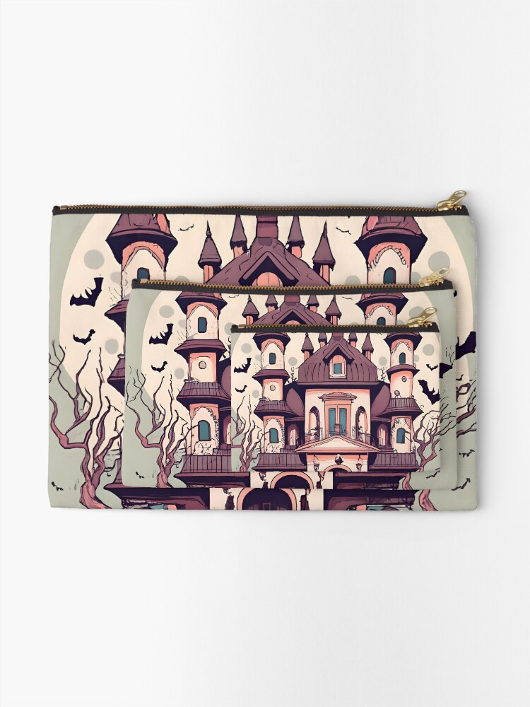 Thumbnail 2 of 4, Zipper Pouch, Halloween Spooky Castle Drawing designed and sold by Patricks-Art.
